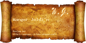 Wanger Jolán névjegykártya